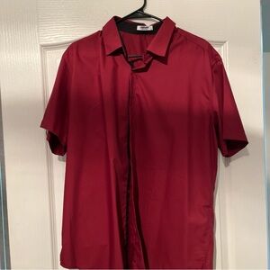 Elegant Men's Red Button Down Shirt